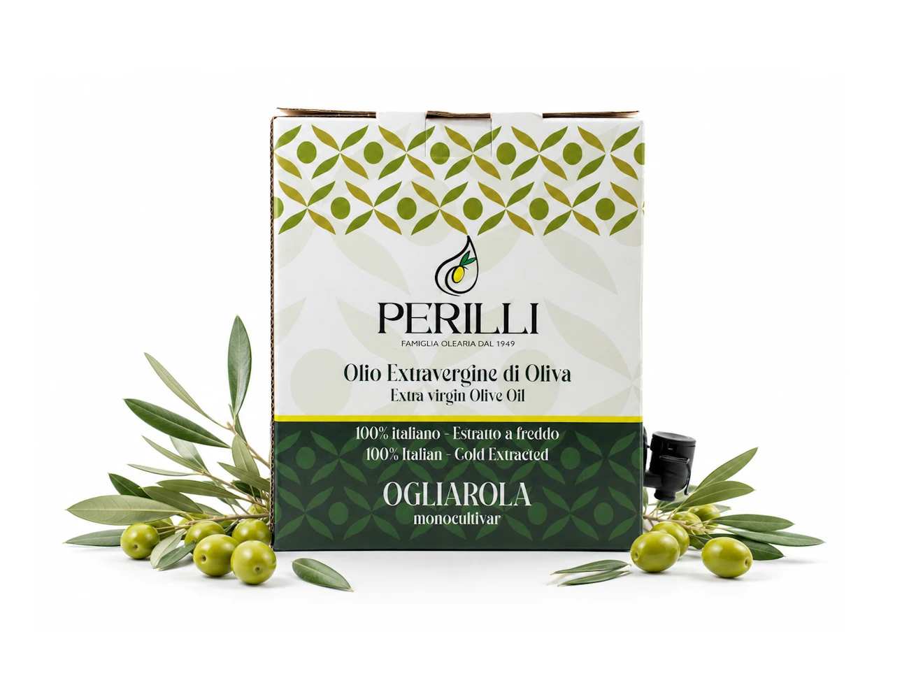 latta da 3 litri  in bag in box di olio ectravergine di oliva italiano ogliarola monocultivar